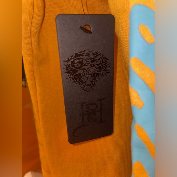 ED HARDY CROUCHING PANTHER HOODIE New With Tags Size XXL GOLD Yellow - Picture 6 of 7